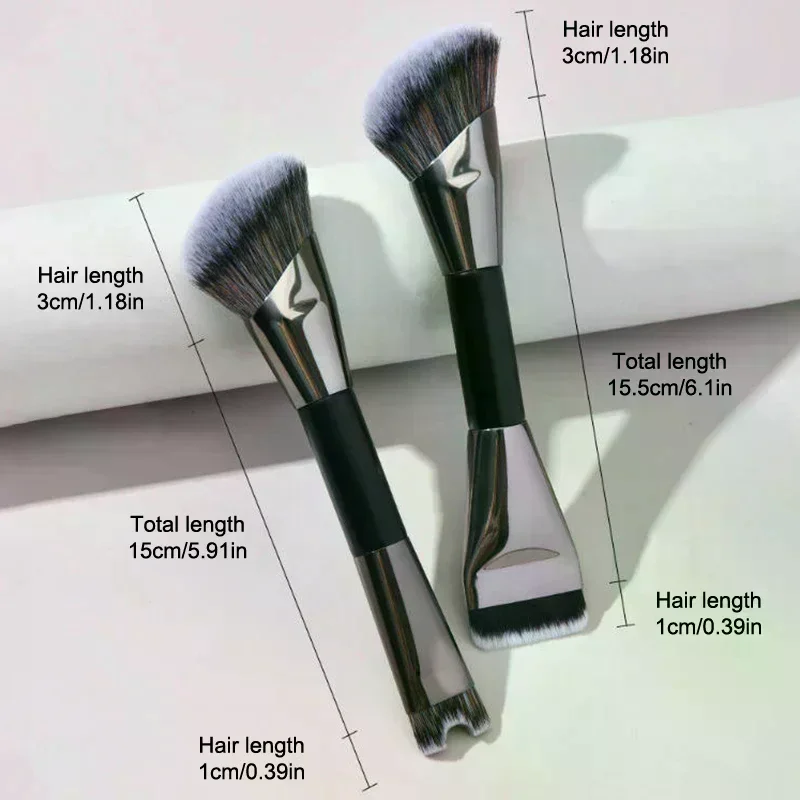 Pinceau de maquillage Double tête, pour poudre, fard à joues, fond de teint, en forme de U, pour ombre de nez, Contour, outil de beauté multifonctionnel