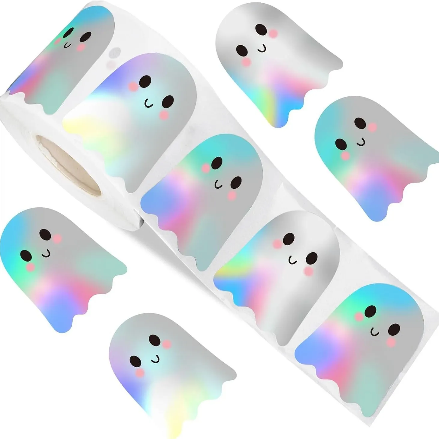 500pcs Halloween glowing ghost-shaped DIY waterproof stickers glowing self-adhesive stickers Halloween party decoration stickers