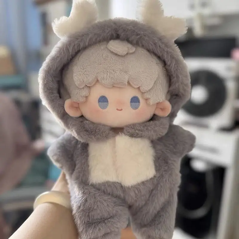 Ropa para Muñecas de Peluche de 20 cm, Lindo Traje de Dragón en Rosa, Marrón Claro y Azul, Pijama de Algodón Estilo Animal Kawaii, Sin Attributos