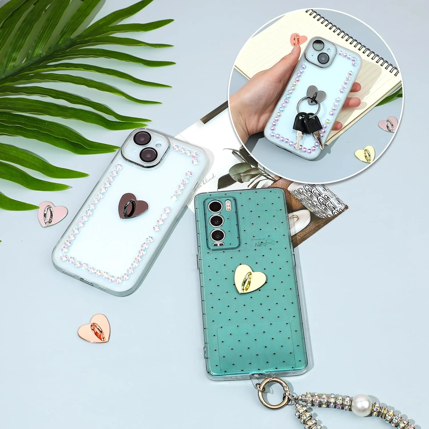 8 قطعة الهاتف الخليوي البنصر القلب الهاتف المعادن الهاتف الخليوي سحر خواتم الاصبع الهاتف فنجر حلقة حامل لطيف ملحقات الهاتف الخليوي