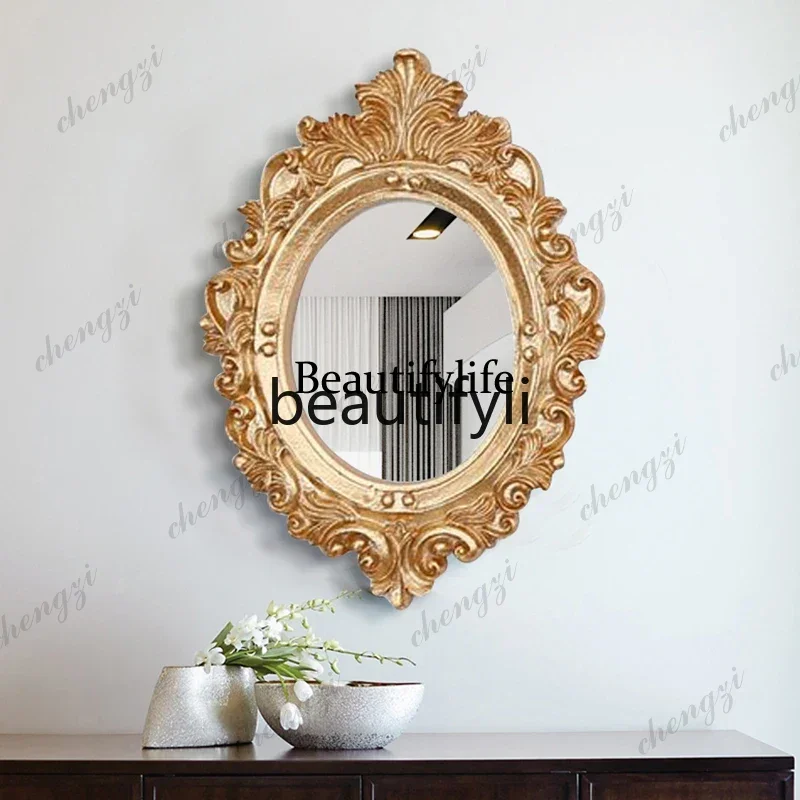 03  European light luxury bathroom mirror washstand art dressing mirror hotel KTV beauty salon wall-mounted decorative mir
