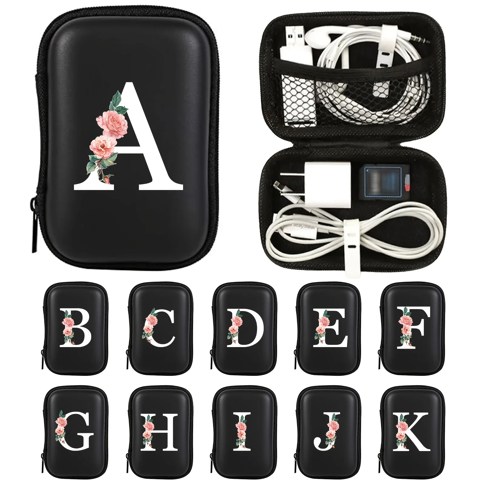 Electronics Organizer Bag for Data Cable Charger Storage Bag ，Earphone Case Headphone EVA Earbud Holder - Travel Cable Case
