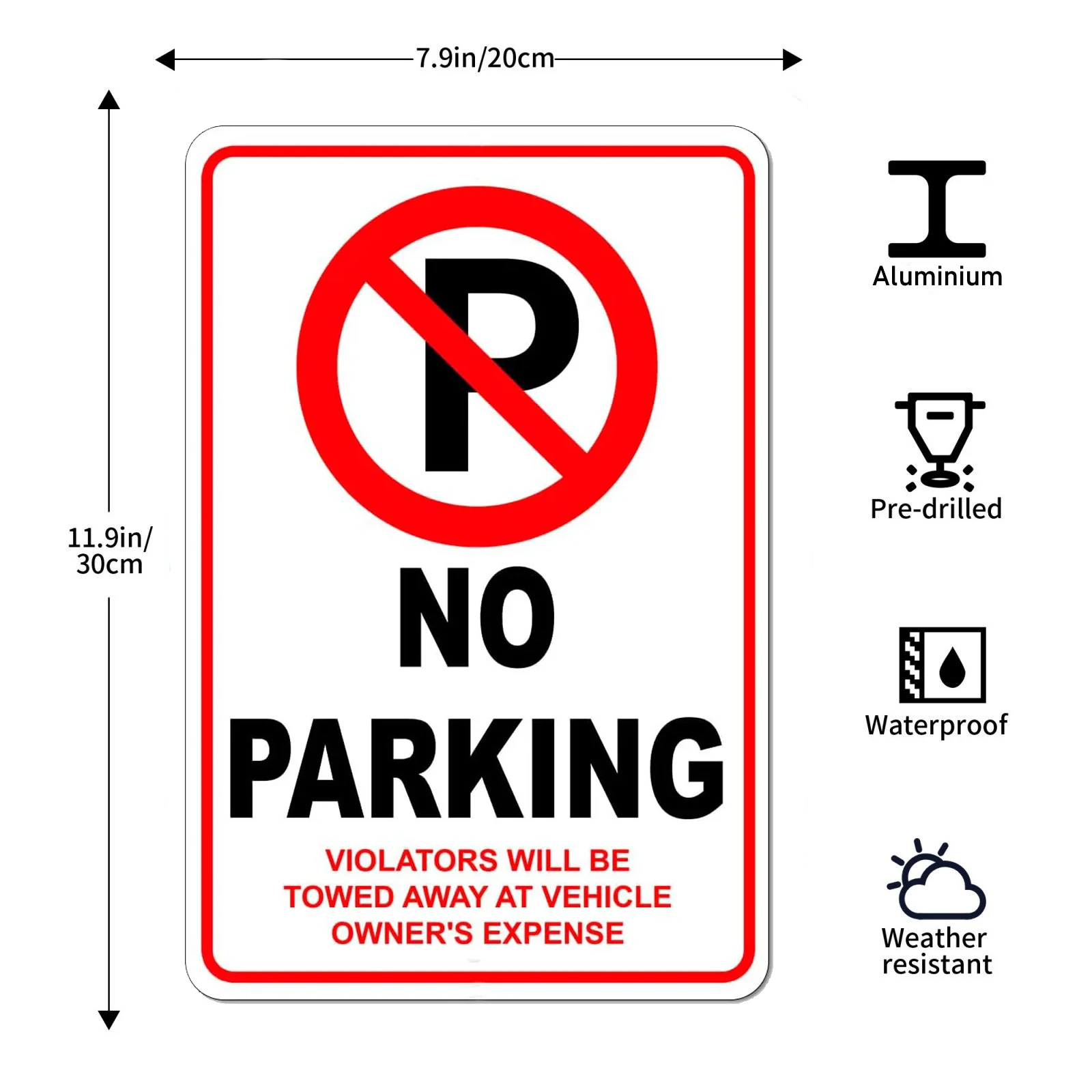 1pc No Parking Anytime Metal Sign Plaque Vintage Decoration for Garage Home Cafe Game Room Club Bar 8×12 Inch