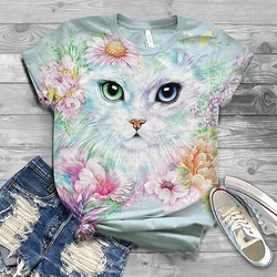 Summer Cat 3D Print T-Shirts Women's Casual Fashion Oversized Streetwear Woman T Shirt Ladies Female O-Neck Y2k Clothes Tee Tops