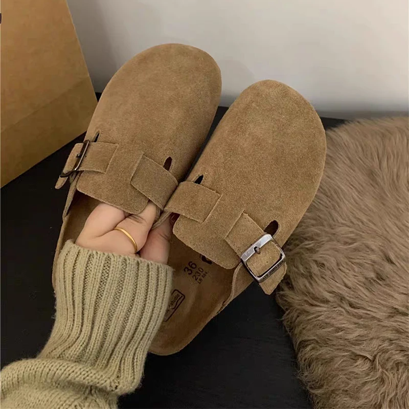 Бостонские тапочки из натуральной кожи Birkenstock, классические модные тапочки Baotou Birkenstock на толстой подошве, роскошные брендовые тапочки высшего класса