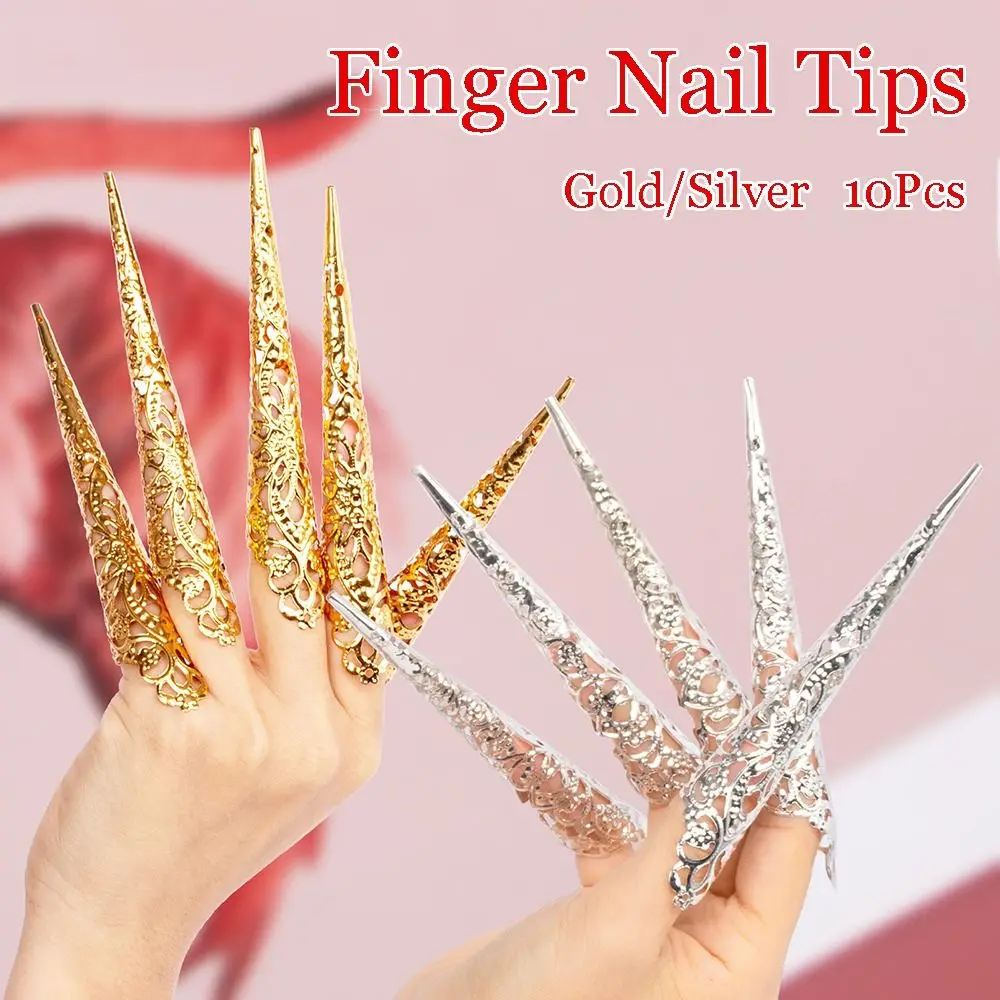 10Pcs Indian Thai Dance Belly Dance Dance Prop Finger Nail Tip Dance False Nail False Nail Finger Jewelry