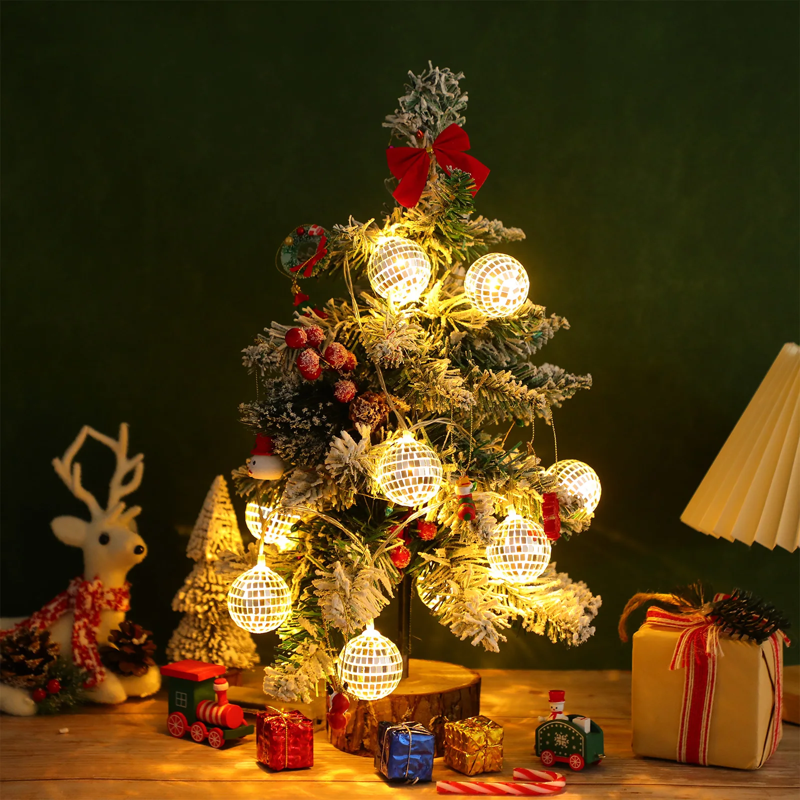 

1Set Glass Mirror Disco Ball String Lights Decorative Hanging Lights Party Christmas Outdoor Festival Camping String Light