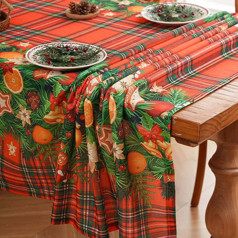 عيد الميلاد الأمريكي الأزهار طباعة مفرش المائدة جو احتفالي طاولة طعام غرفة المعيشة المطبخ طاولة القهوة الزخرفية #6