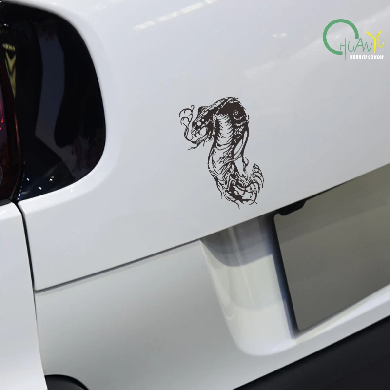 Black and white sketch entwined snake totem car body sticker; car rear scratch cover waterproof decorative sticker