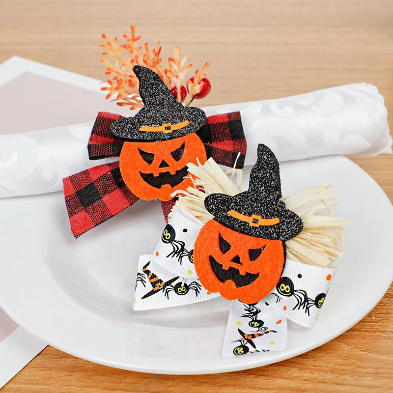 1pcs Handmade Napkin Rings Jute Burlap Napkin Holder Dinner Table Decor Halloween Decoration Party Hotel Pumpkin Napkin Buckles