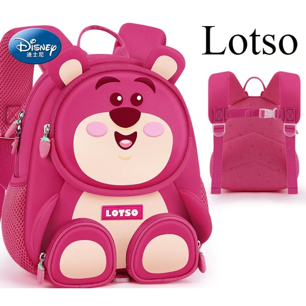 Lotso Kindergarten Backpack for Girls Soft Cute Companionship Lightweight Multi Layer Design Disney Genuine School Bags Gifts