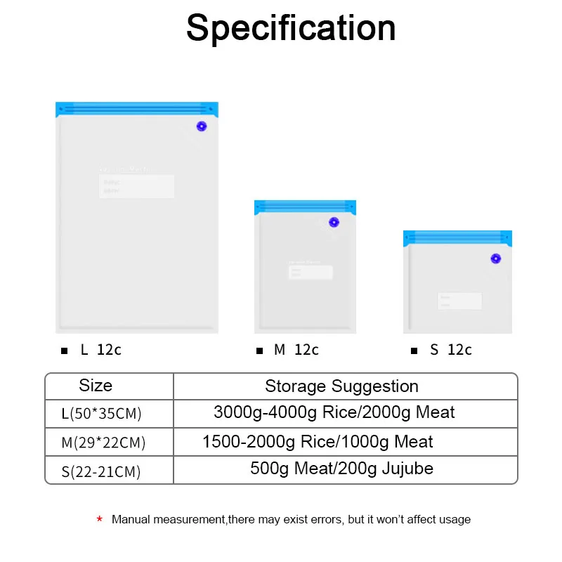 Кухонный вакуумный упаковщик Sous Vide, пакеты для хранения еды, мини ручной воздушный насос, многоразовый упаковочный мешок для мяса 22x21 см 22x29