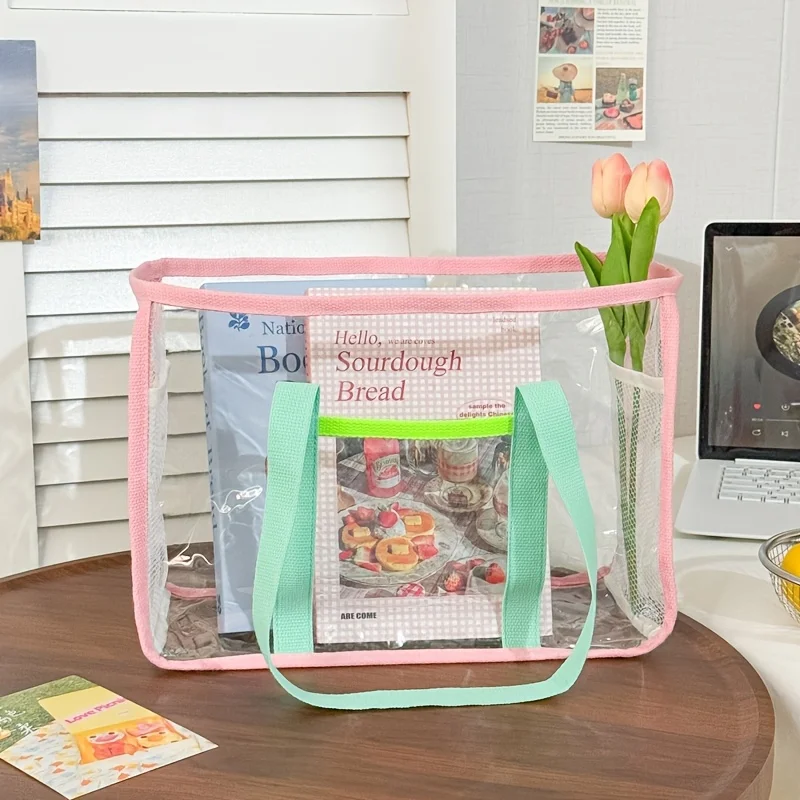 Ins Style Transparent PVC Beach Bag Waterproof Large Capacity Travel Handbag Casual Cute Storage Tote Bag for Women view 4