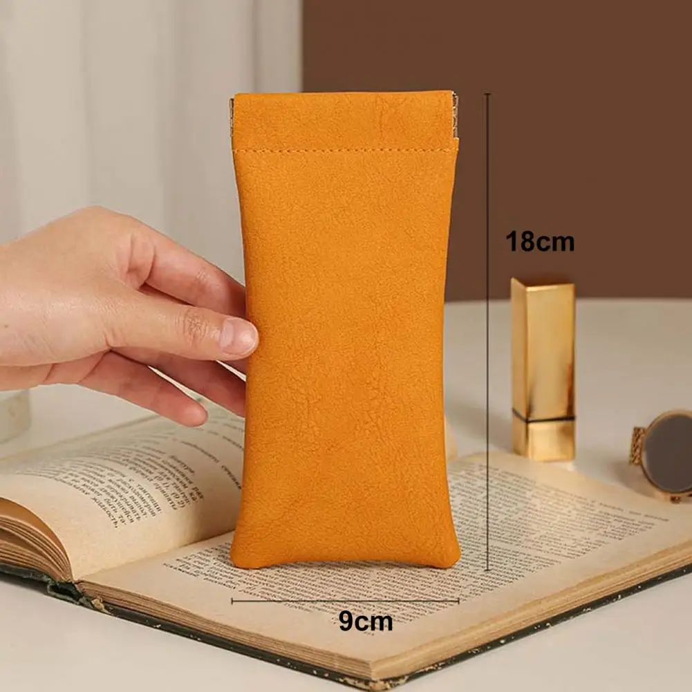 Protective Glasses Sleeve 2 Pcs Sunglasses Pouch Set Soft Faux Leather Glasses Case with Auto-closing Microfiber for Eyewear