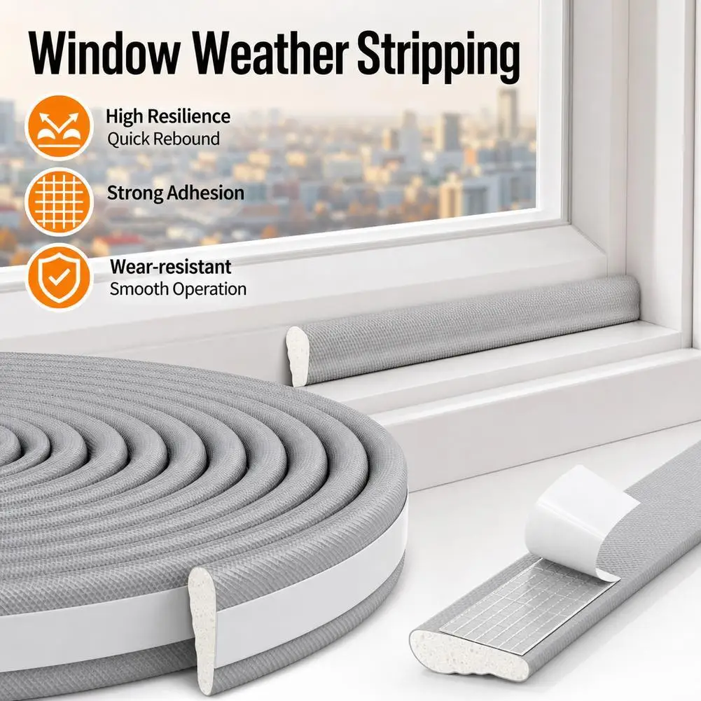 Door And Window Sealing Strip Self-Adhesive Draught Exclude PU Foam Weather Stripping Door Seal Gap Filler Dropshipping