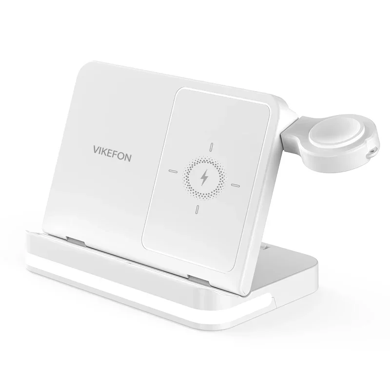 VIKEFON 3 in 1 Foldable Wireless Charger Station for Samsung Z Fold 7 6 Z Flip S26 Galaxy Watch EarBuds Fast Wireless Charging
