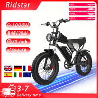 Ridstar Q20 Adluts Electric bike 1000W Motor 48V20AH Battery Mountain Motorcycle Electric Bicycle 20 Inch Fat Tire City E-bike