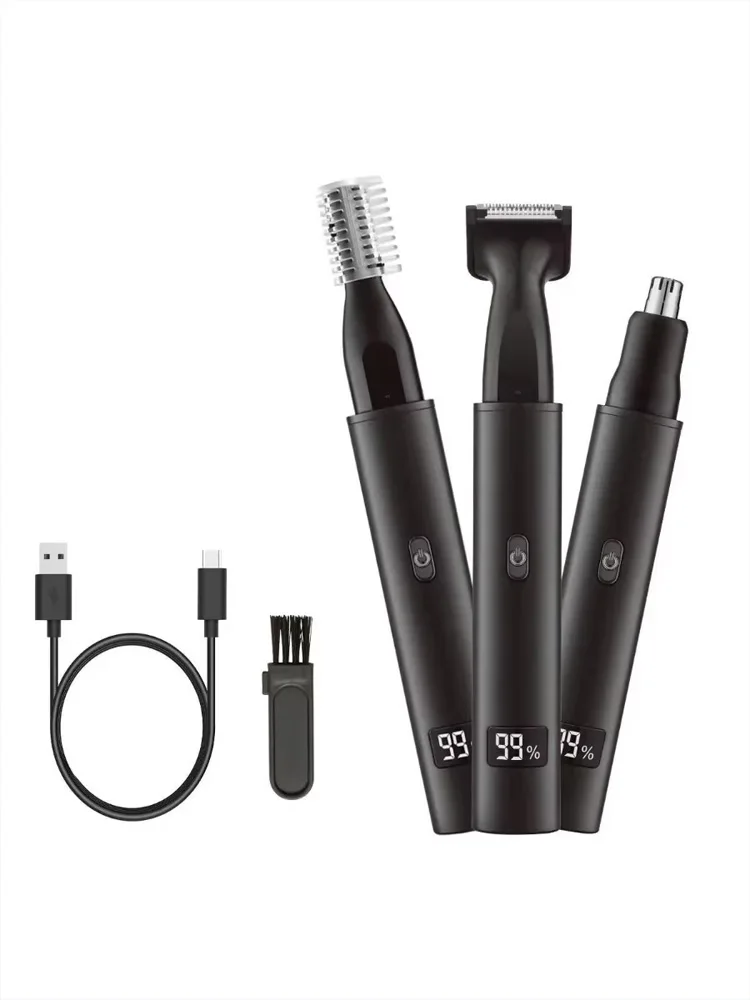 Electric Nose Ear Hair Trimmer for Men Painless Rechargeable Sideburns Eyebrows Beard 3in1 Hair Clipper Shaver