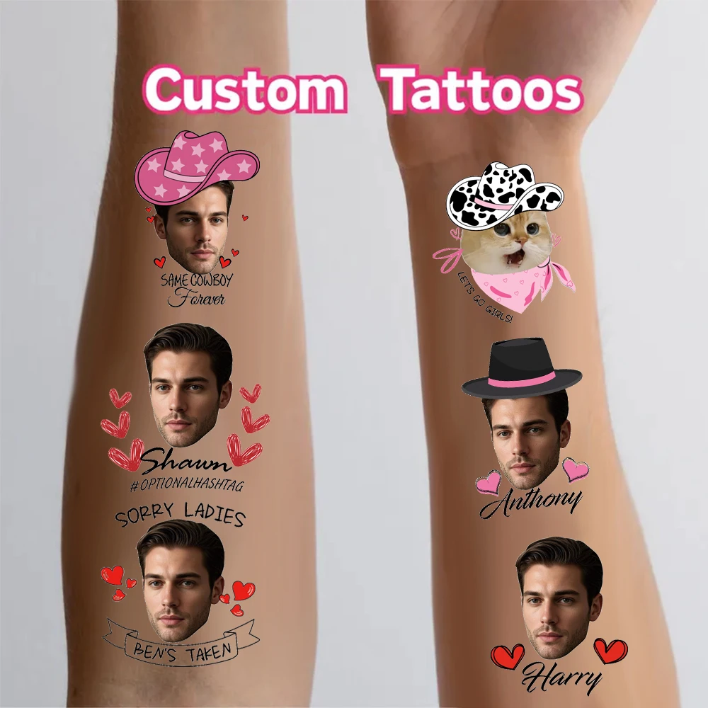 15 pièces personnalisé Bachelorette marié visage tatouages temporaires autocollants personnalisés photo et nom tatouages pour la décoration de fête de mariage