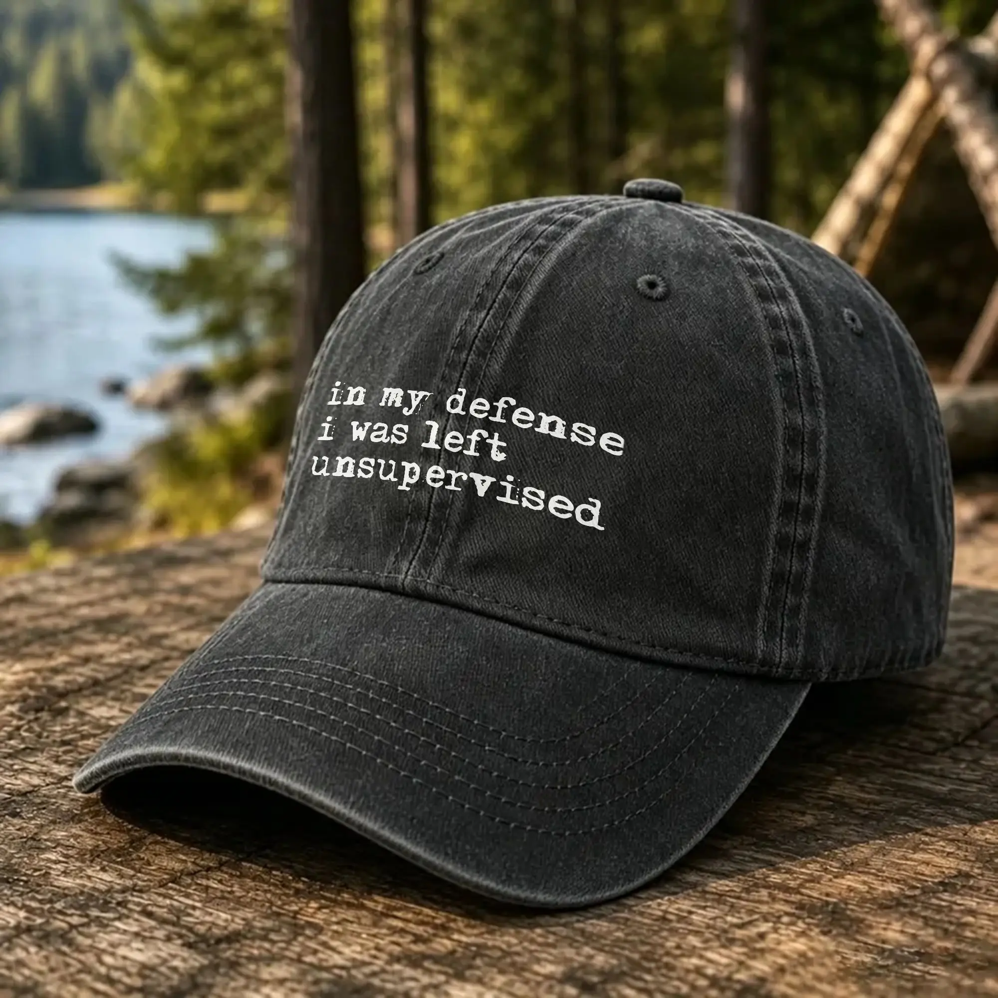 In My Defense I Was Left Unsupervised  Baseball Cap Sun  Outdoor Sports Dropshipping Washed Trucker Hat Men Women Snapback Cap