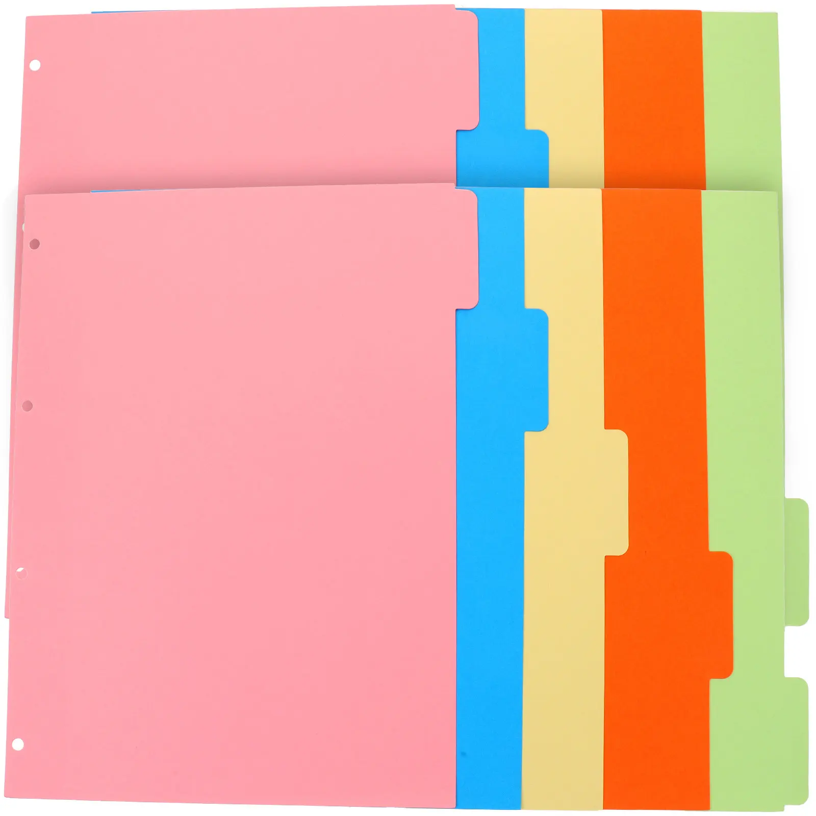 

2Sets Colored Binder Dividers 4-Hole Loose Leaf Notebook Index Pages Exquisite Detachable Tabs for Notes Reports Presentations