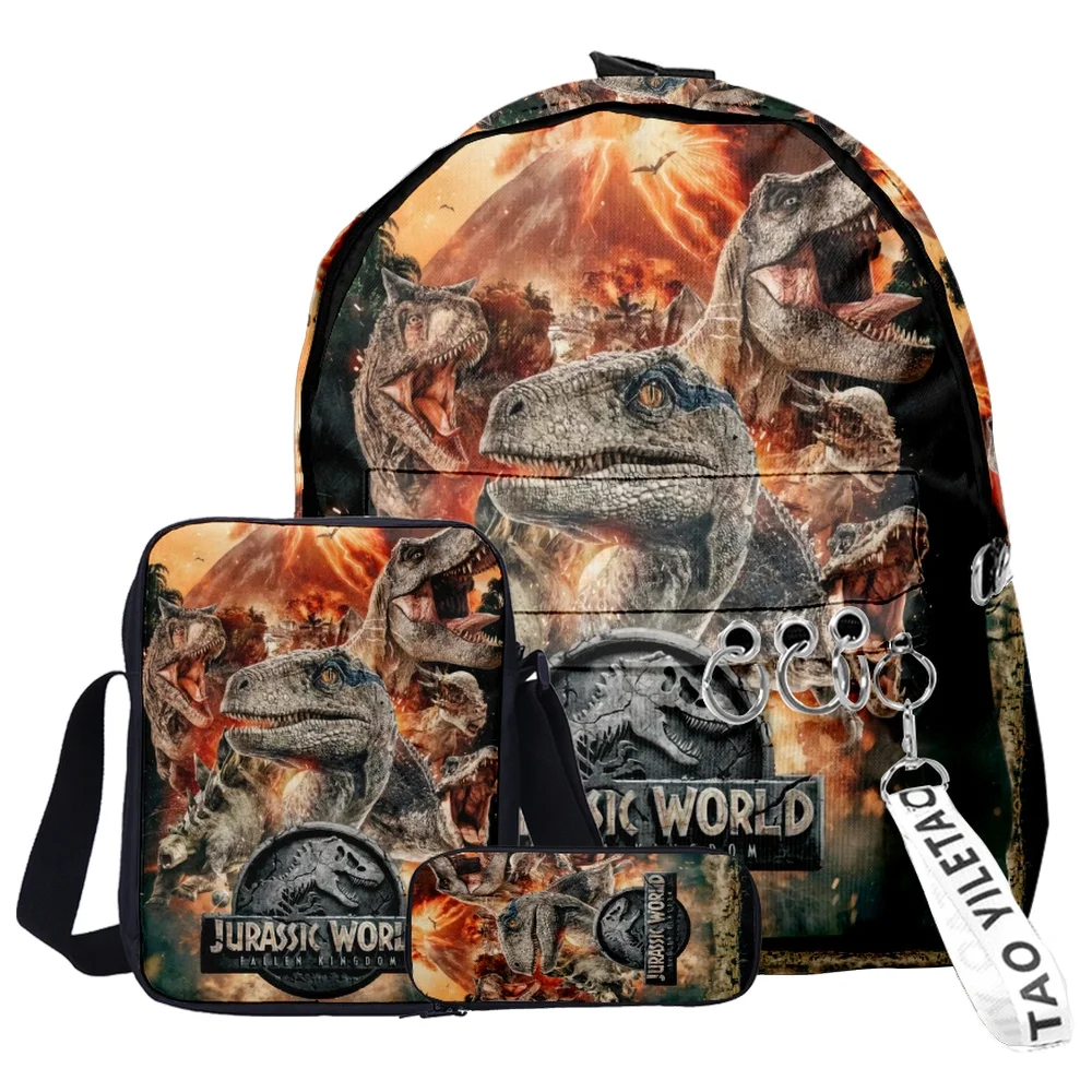 

3pcs/Set Anime Dinosaur Boys Girls School Backpack Laptop Backpack Teen School Bag Travel Bag Shoulder Bag