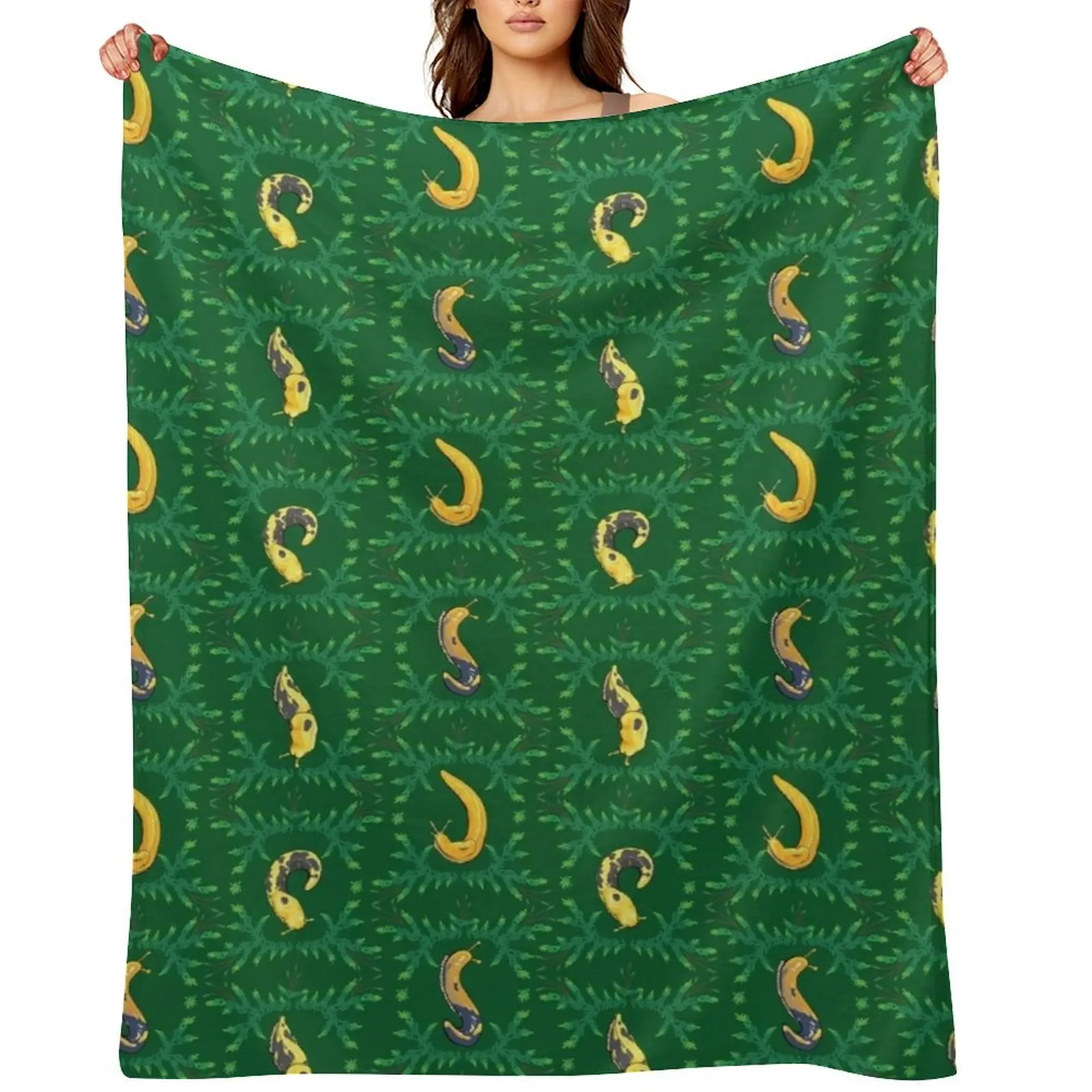 

Banana Slugs in Mossy Frames Throw Blanket warm winter Plush Luxury Throw Multi-Purpose Blankets