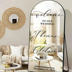 Vinil personalizado decalques para festa de casamento, bem-vindo ao nosso sinal de casamento, adesivo para placa espelho