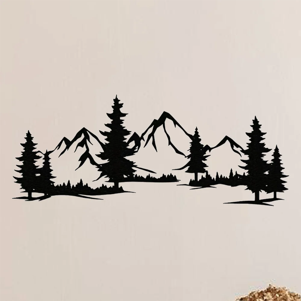 Einzigartige rustikale Wandkunst aus Metall mit Wald- und Bergszene, perfekt zur Verbesserung jedes Kinderzimmer oder als Bauernhausdekoration