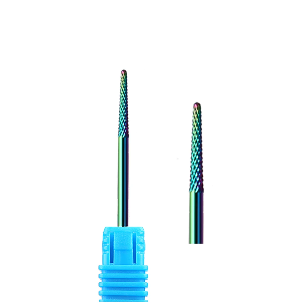 Foret à ongles en carbure de tungstène arc-en-ciel, coupe-ongles médical en acier inoxydable, nettoyage des cuticules, accessoires de perceuse à ongles, outils de soins