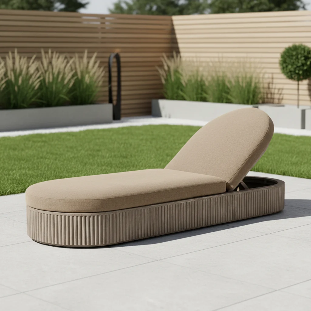 #Modern Weathered Teak Chaise Outdoor Furniture Solid Wood Pool Sun Lounger