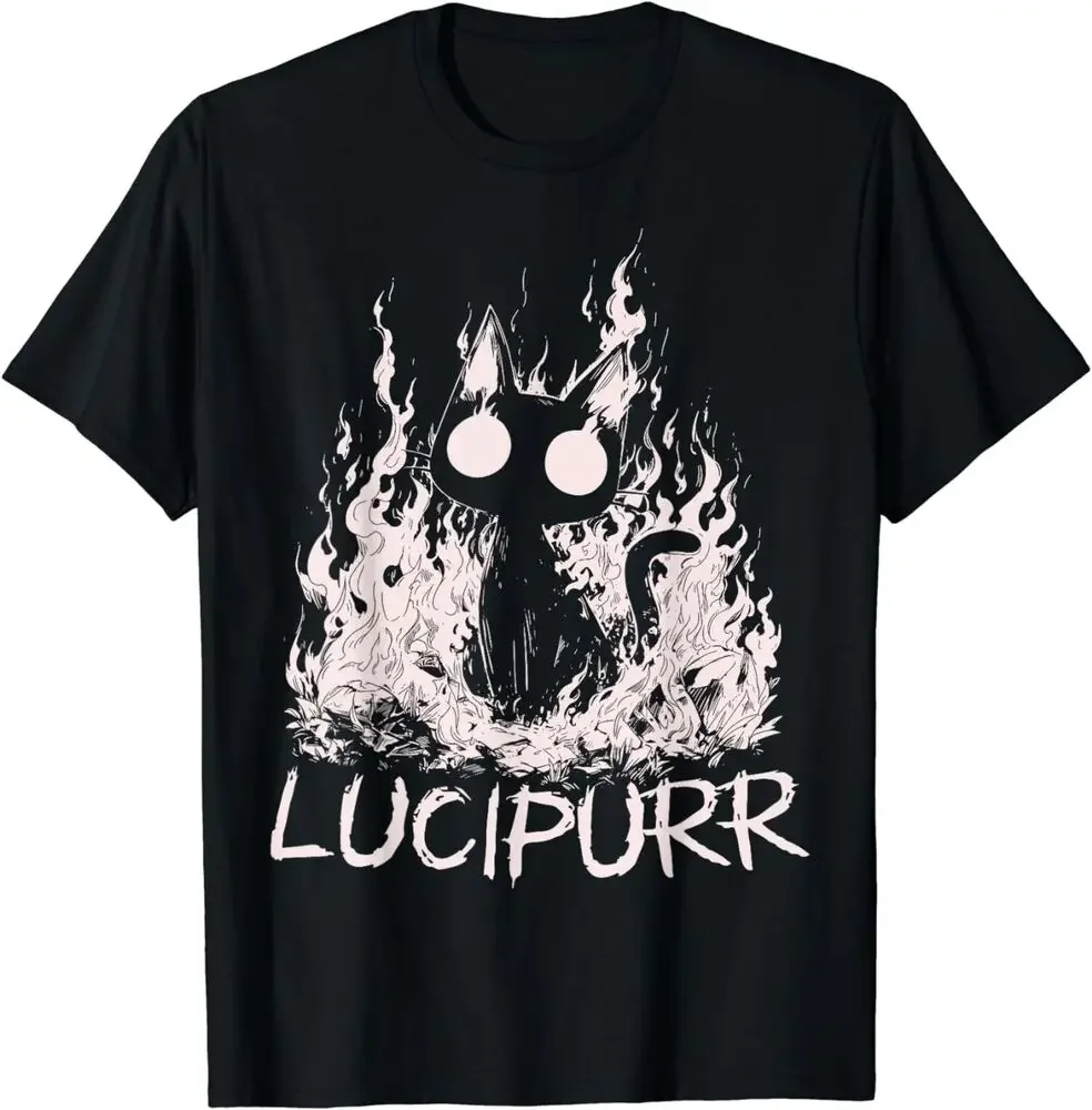 

Lucipurr Cat Lover Lucifer Baphomet Demon Kitty Funny T-Shirts High Quality 100%Cotton Short Sleeve