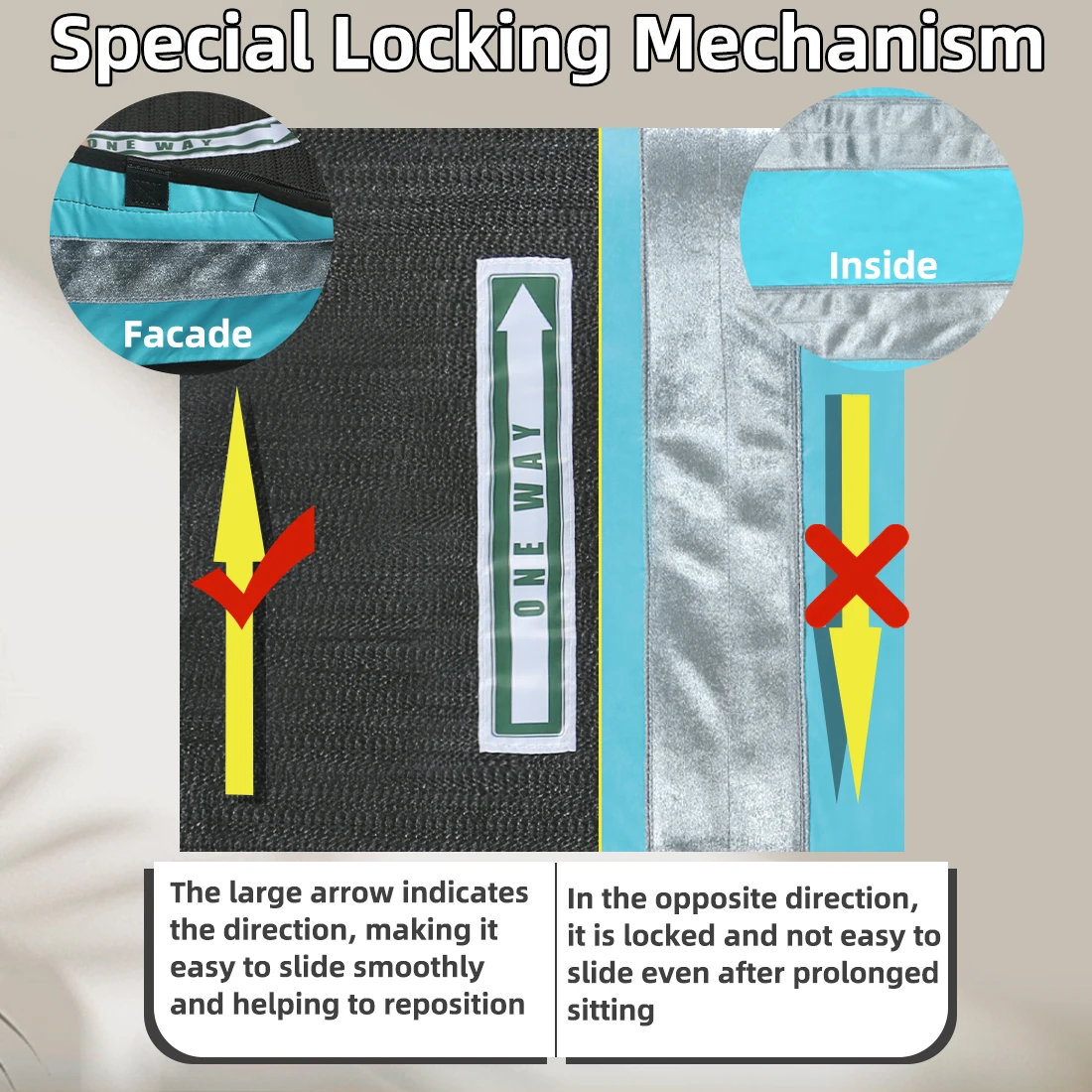 Ehucon One Way Glide Seat Cushion for Wheelchairs - 17x17 Inch Non-Slip Transfer Pad with Handles for Elderly & Patient Mobility view 6