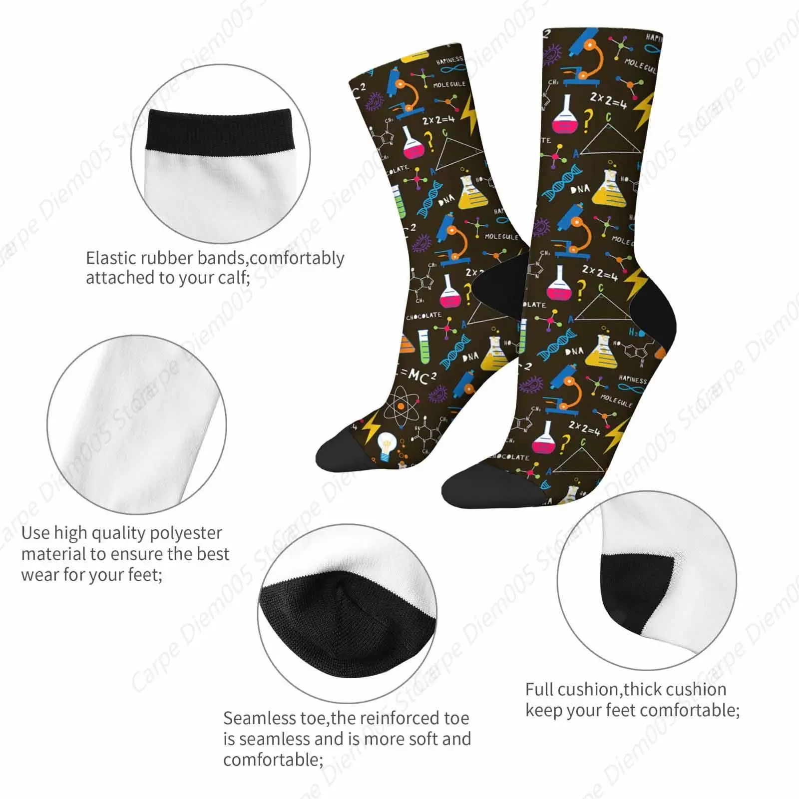 Science Experiment Athletic Crew Socks Math Creative Socks For Men Women Cool Cute Crazy Funny Sport Colorful Novelty Socks