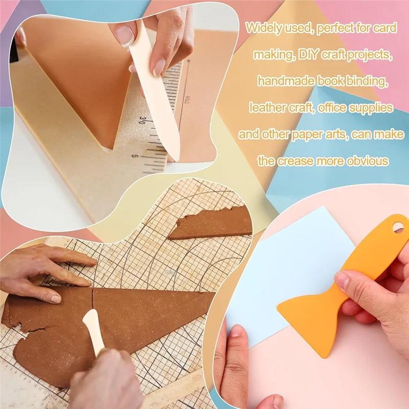 A95I-For Paper-Folding Bone Folder Tools 15 Pcs Creasing Scrapbooking Crafting Scraper For Paper-Leathercrafts Bookbinding