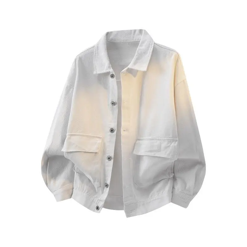 Spring Autumn 100% Cotton Casual Jackets Men Solid Loose Cargo Outwear Male Turn Down Collar Coats Couple Streetwear Jacket
