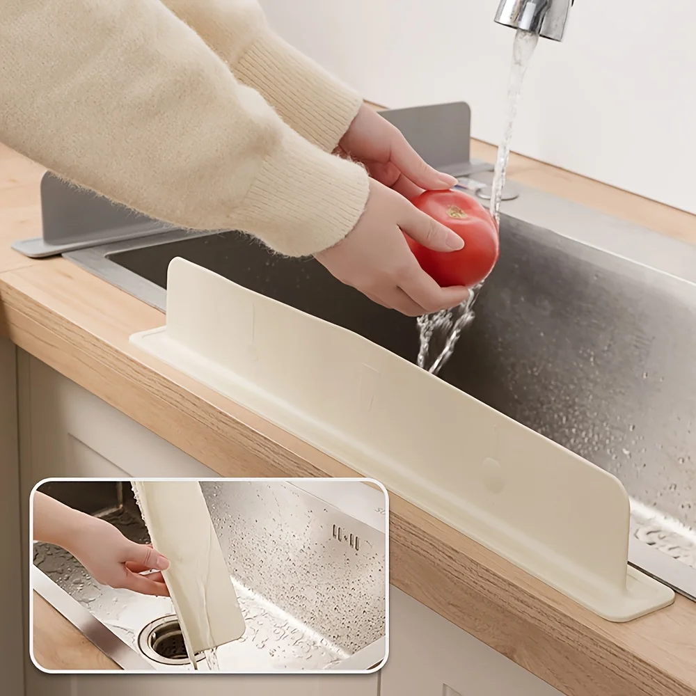 2/4 Stück Silikon-Spritzschutz für die Spüle, rutschfeste Arbeitsplattenbarriere mit starkem Saugnapf, verhindert Wasserschmutz für die Küche zu Hause – Detail 10