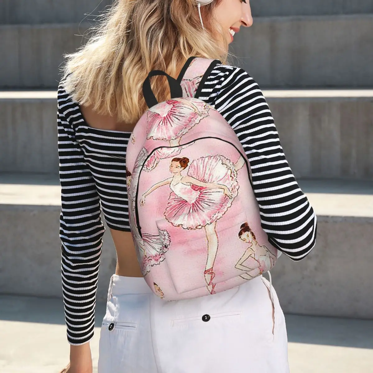 Ballet Dance Makes Me Free Ballerina Dancer Student Backpack School Bag Hiking Travel Daypack Boys Girls Bookbag Shoulder Bags