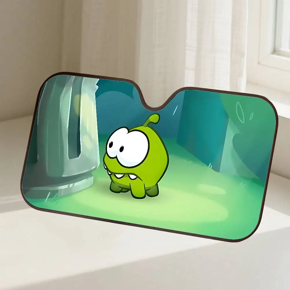 O-Om Nom مظلة السيارات الستائر الزجاج الأمامي نافذة أمامية قناع 70x130 سنتيمتر الشمس قناع الشمسية حماية منقوشة هدية الجدة سيارة #2