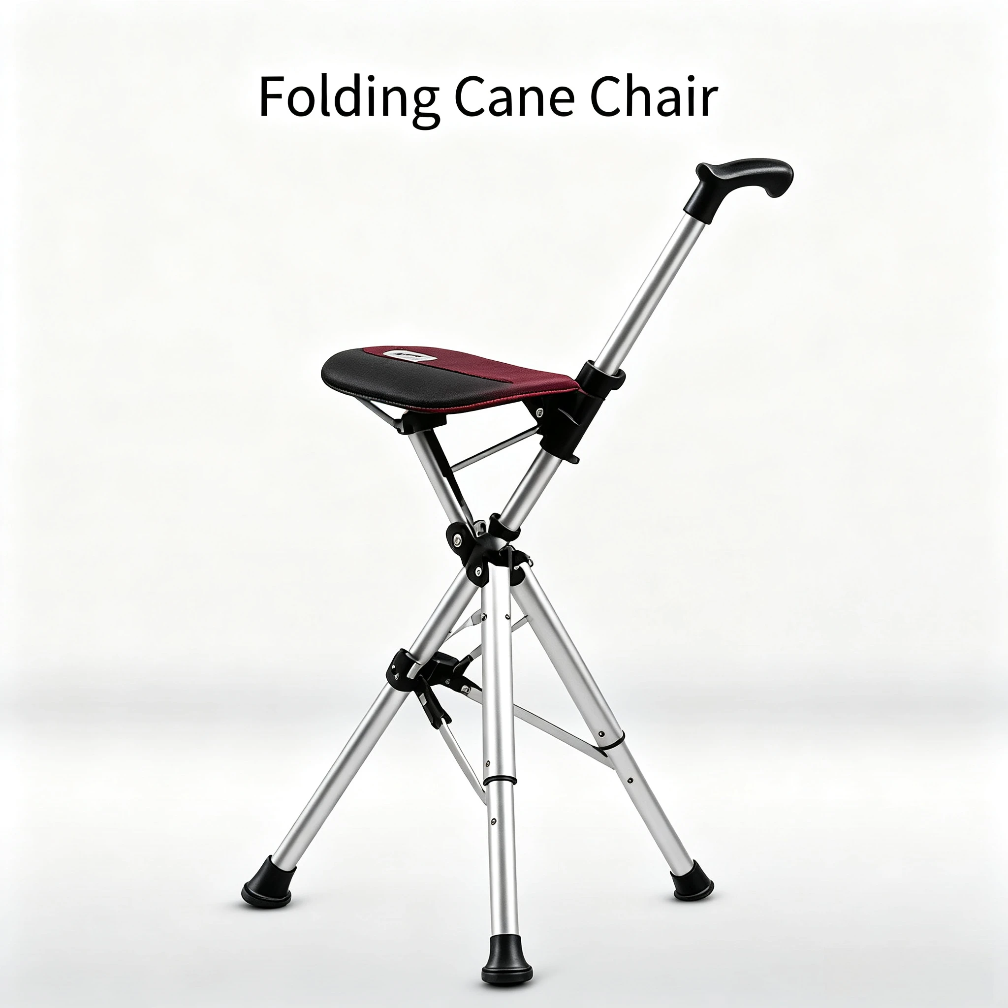 2-in-1 88cm foldable cane chair, portable one key opening and closing assistive seat cane, suitable for daily walking support