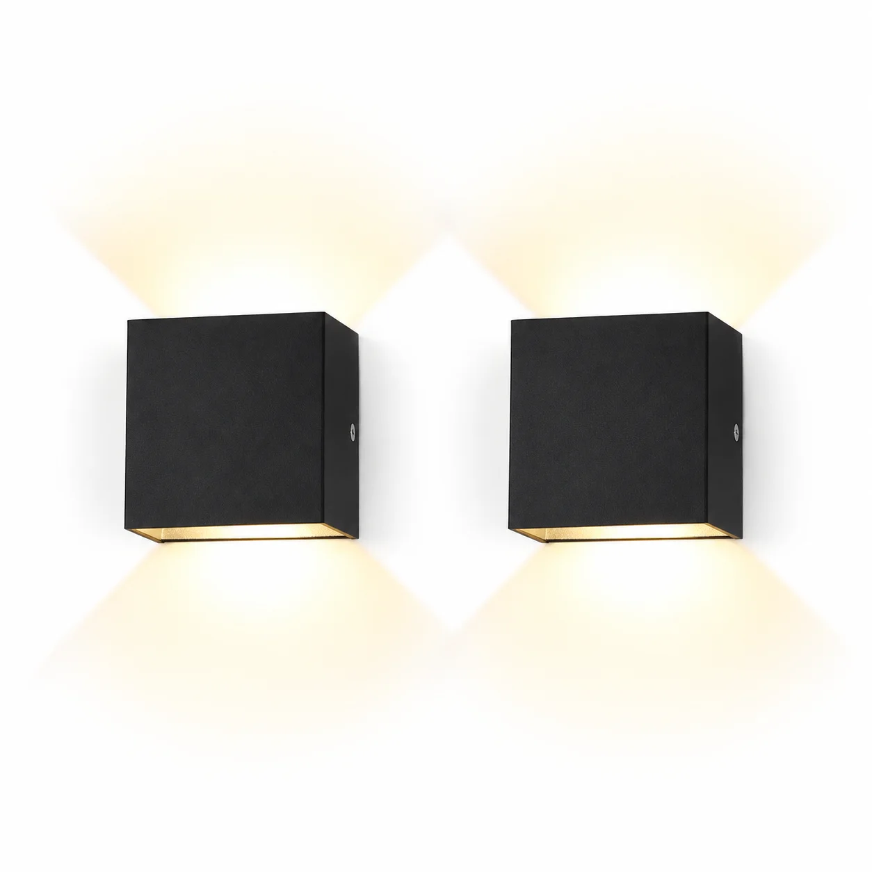 JOYINLED 1/2PCS Black Up Down Wall Light, Modern Square LED Wall Sconce, Minimalist Indoor Lamp for Bedroom Hallway Stairway