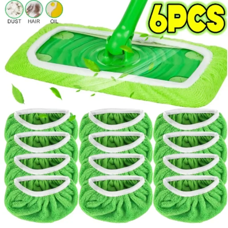 Floor Wet & Dry Cleaning Cloths Reusable Microfiber Mop Pads Green Furniture Flooring Mop Head Replacement Washable Rag Towel