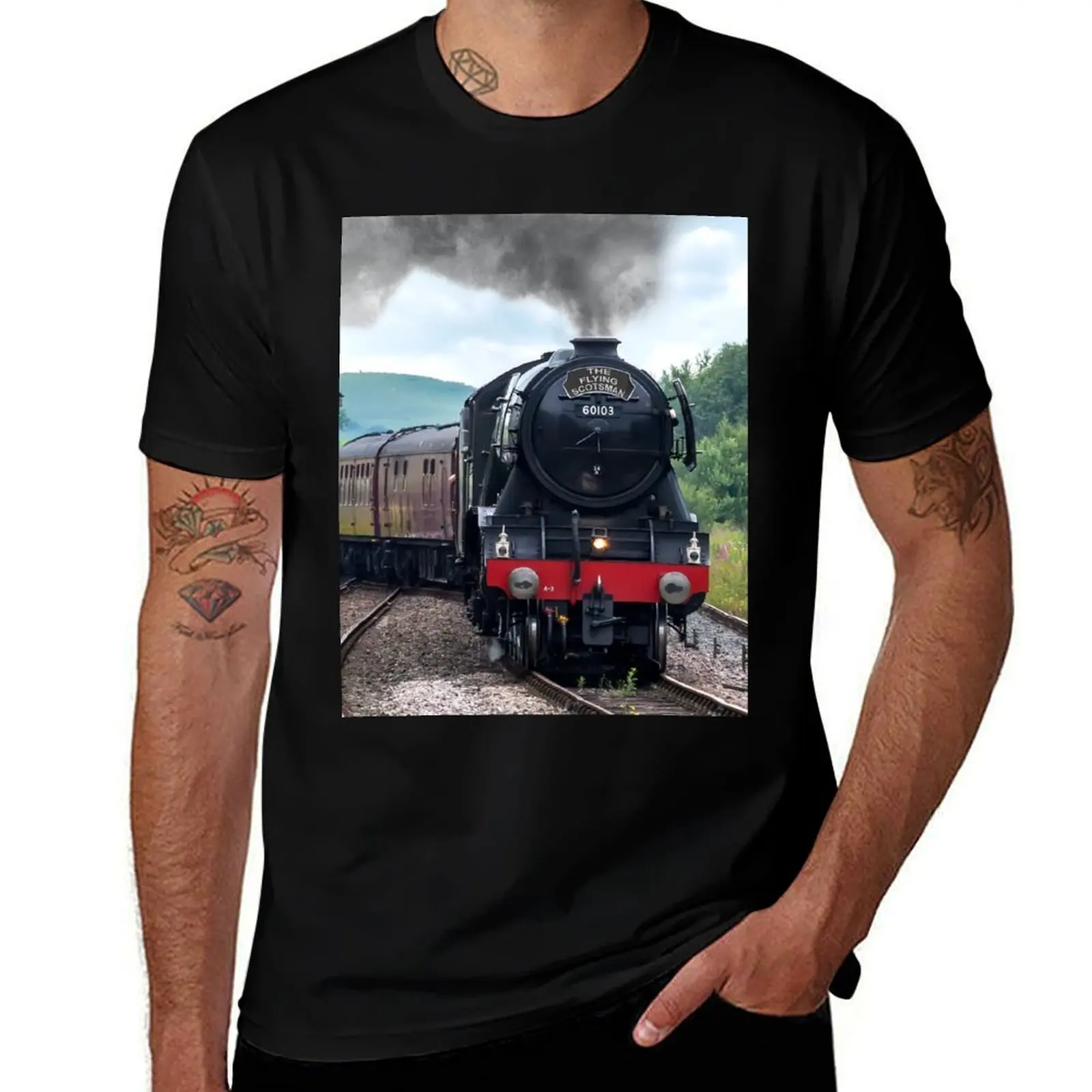 Flying Scotsman crossing the points T-Shirt Large Size Basic Casual T-Shirt
