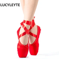 Tamaño 28-43 LUCYLEYTE, zapatos de baile de punta de ballet avanzados de alta calidad para mujer con cintas, zapatos de baile para mujer