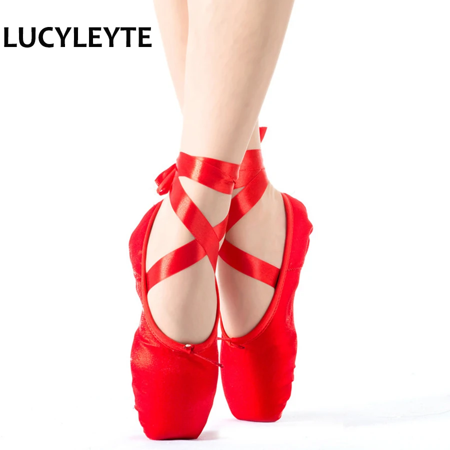 Size 28-43 LUCYLEYTE high quality ladies Advanced ballet pointe dance shoes with ribbons  woman zapatos de baile sneakers