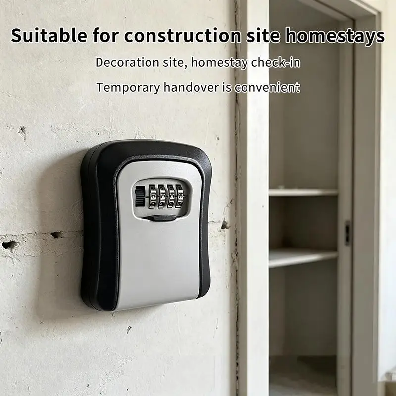 Wall Mounted Key Storage Lock Box 4-Digit Combination Lock Anti-Pry Large Capacity for Home Garage School Outdoor Use