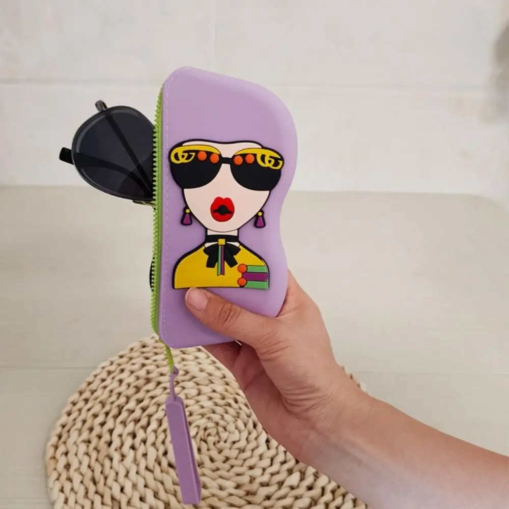 

Multifunctional Silicone Glasses Bag Dustproof Waterproof Sunglasses Storage Bag Cartoon Coin Purse Small Items Bag Female