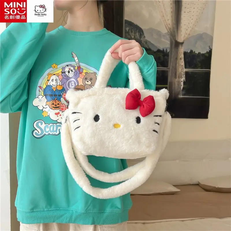 

MINISO Hello Kitty Zipper Melody Bag Crossbody Bag Student Girl Kuromi Shoulder Portable Plush Bag