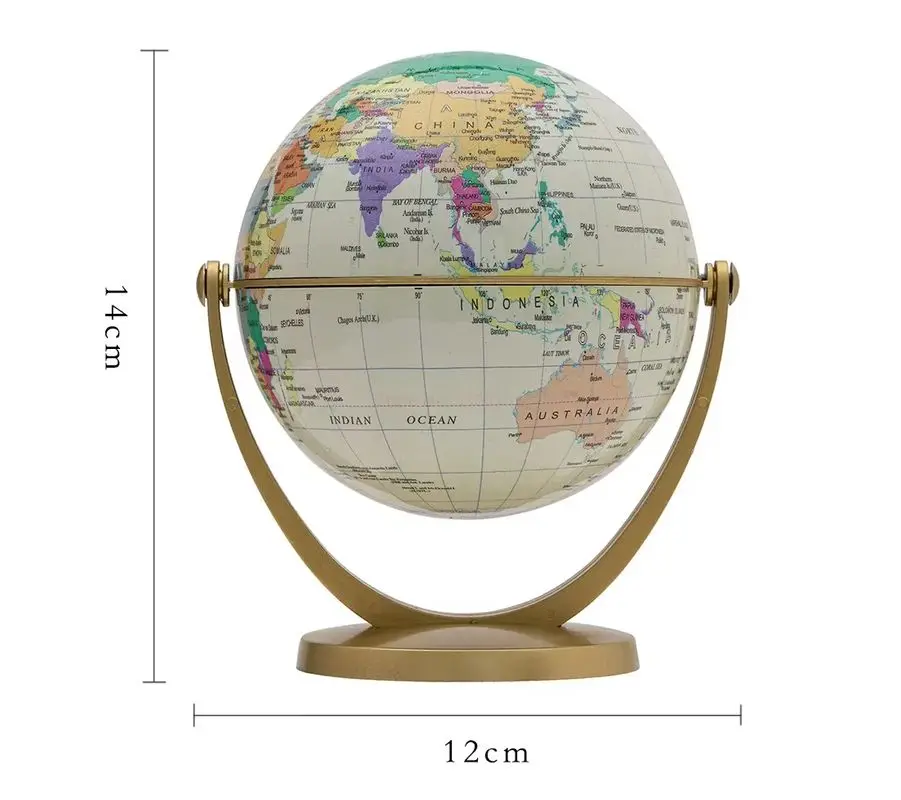 10 cm Retro Globe 360 Roterende Aarde Wereld Oceaan Kaart Bal Antieke Desktop Aardrijkskunde Leren Onderwijs Thuis School Decoratie