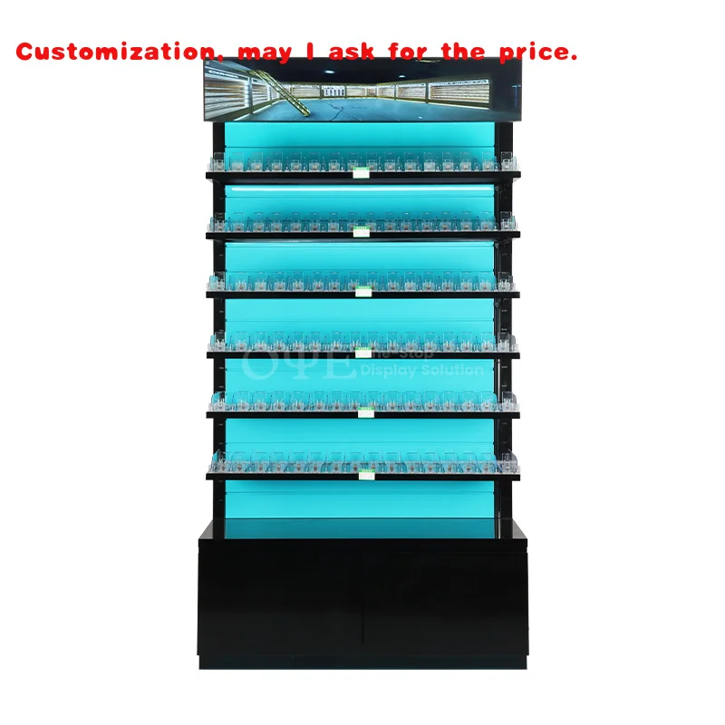 

custom.Display Stand Store Customized Smoke Shop Shelves Furniture Cases with Led Light Rack Cabinet